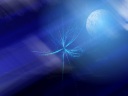 The moon projected on keen blue light in darkness