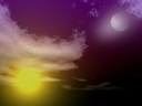The ending light which rises from darkness, and the moon which shines palely